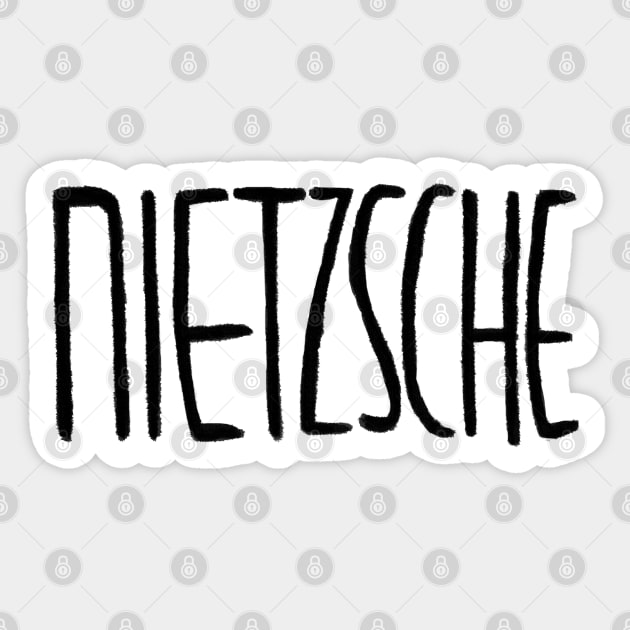 German philosopher, Friedrich Nietzsche Sticker by badlydrawnbabe